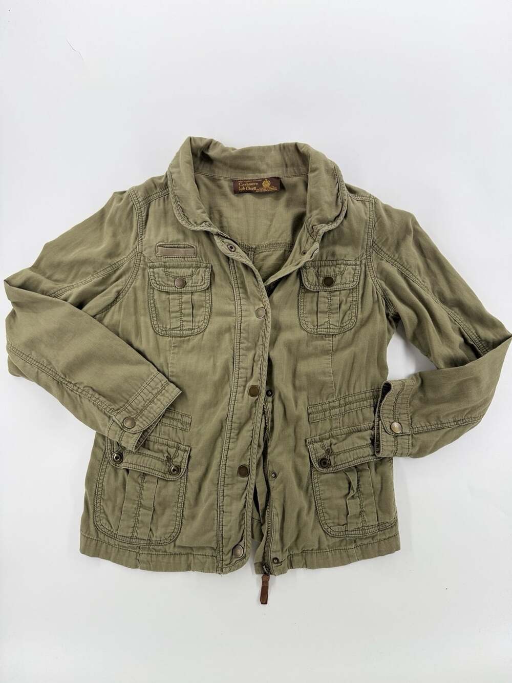 Lyle & Scott Women M Olive Green Military Utility Field Jacket Made In Scotland